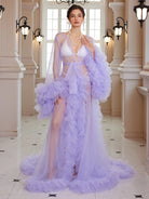 Purple Tulle Evening Maxi Dress|NOOSGOP