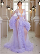 Purple Tulle Evening Maxi Dress|NOOSGOP