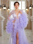 Purple Tulle Evening Maxi Dress|NOOSGOP