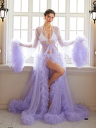 Purple Tulle Evening Maxi Dress|NOOSGOP