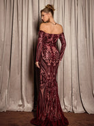 Red Sequin Pattern Evening Maxi Dress|NOOSGOP