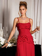 Red Spaghetti Strap Maxi Dress|NOOSGOP