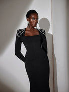 Rhinestone Strap Square Neck Maxi Dress|NOOSGOP