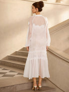 Romantic White Mesh Flower Maxi Dress|NOOSGOP