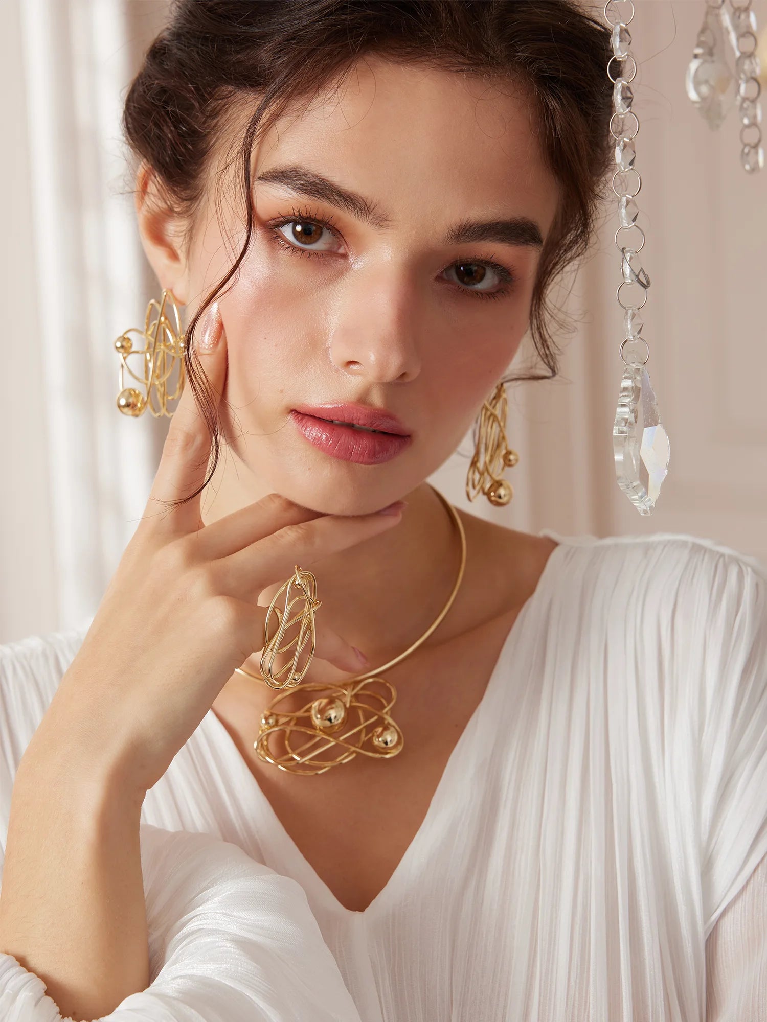 Round Pearl Oval Necklace Earrings And Ring Set|NOOSGOP