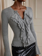 Ruched Front Ruffle Trim Top|NOOSGOP