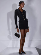Ruffle Cutout Button Two Piece Dress|NOOSGOP