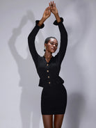 Ruffle Cutout Button Two Piece Dress|NOOSGOP