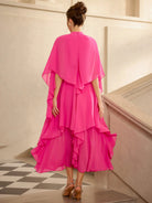 Ruffle Round Neck Irregular Hem Midi Dress|NOOSGOP