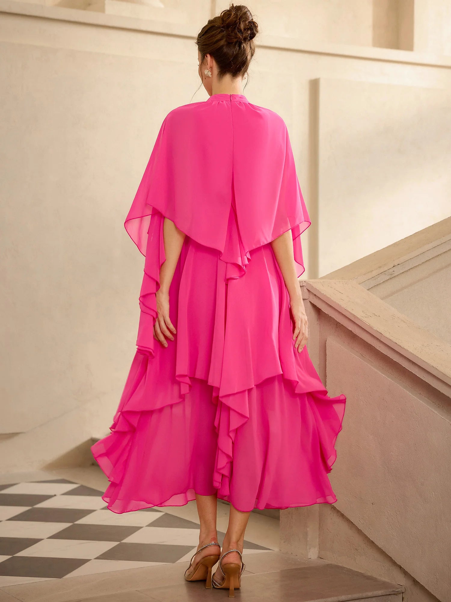 Ruffle Round Neck Irregular Hem Midi Dress|NOOSGOP