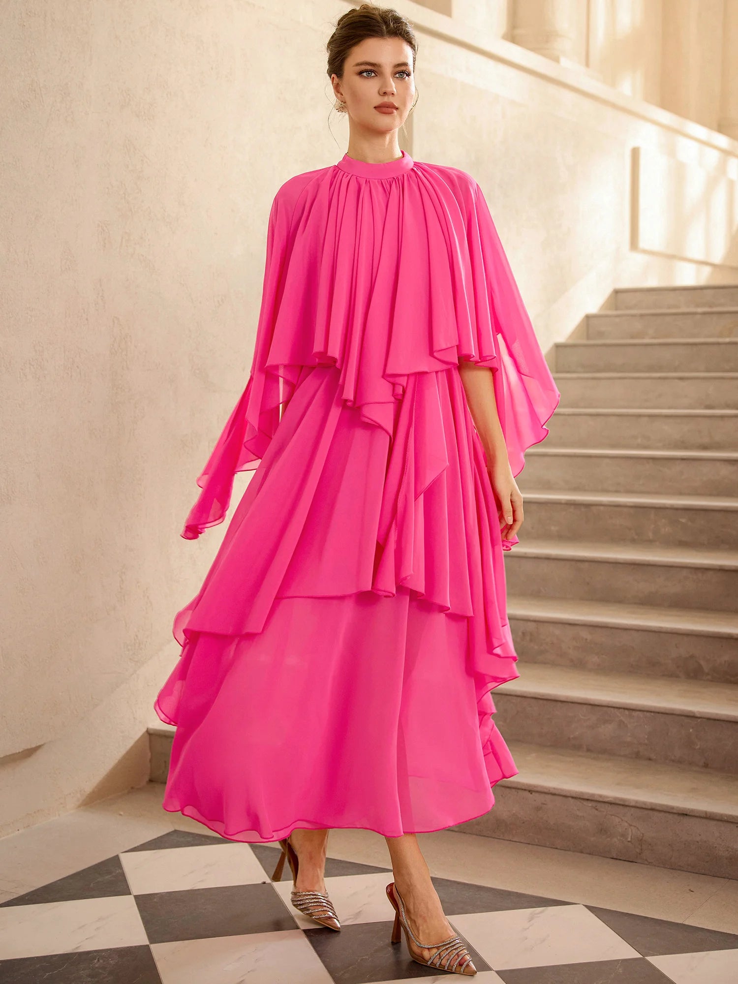 Ruffle Round Neck Irregular Hem Midi Dress|NOOSGOP