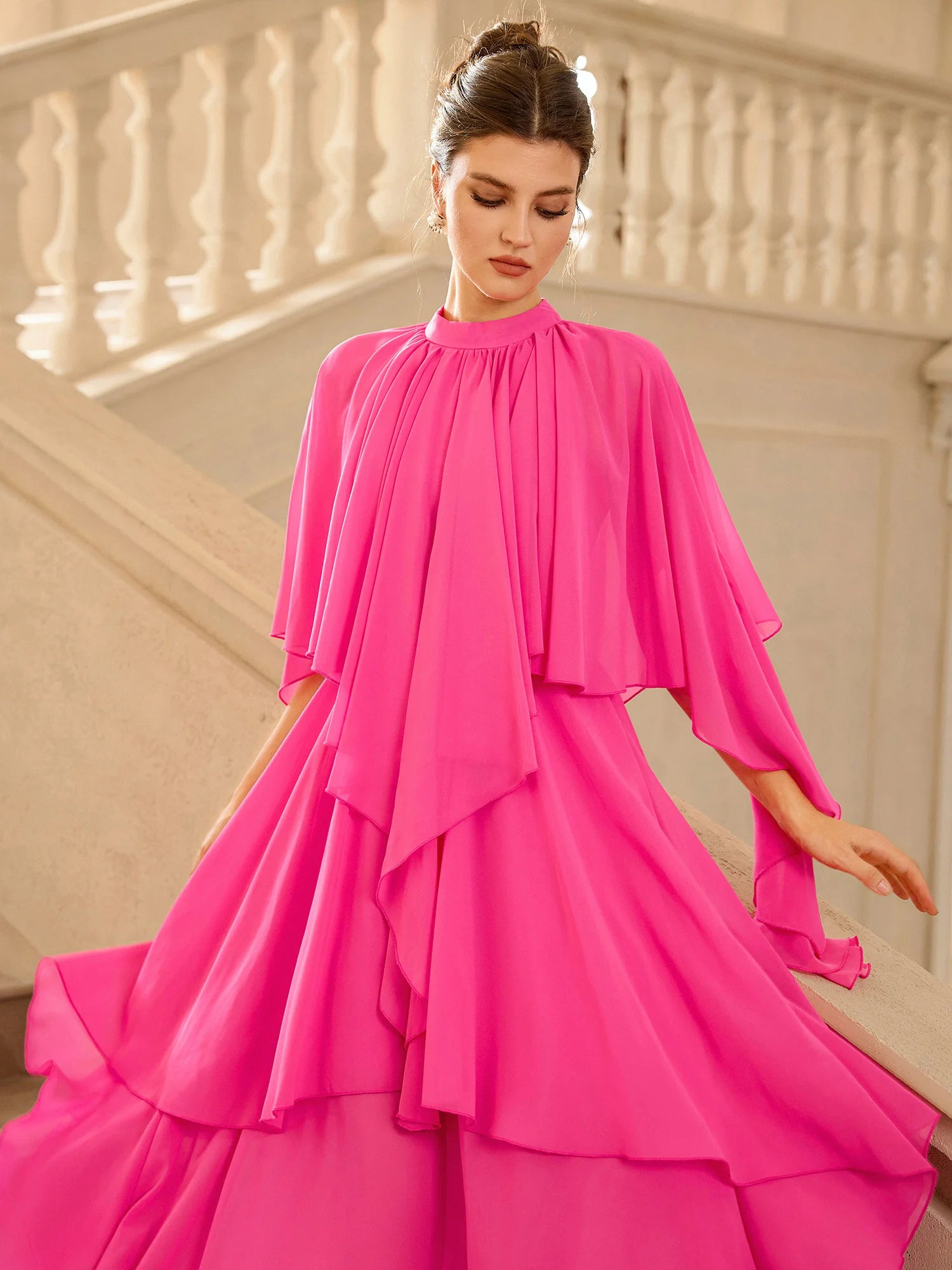 Ruffle Round Neck Irregular Hem Midi Dress|NOOSGOP