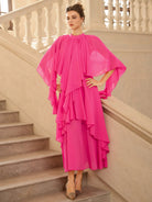 Ruffle Round Neck Irregular Hem Midi Dress|NOOSGOP