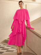 Ruffle Round Neck Irregular Hem Midi Dress|NOOSGOP