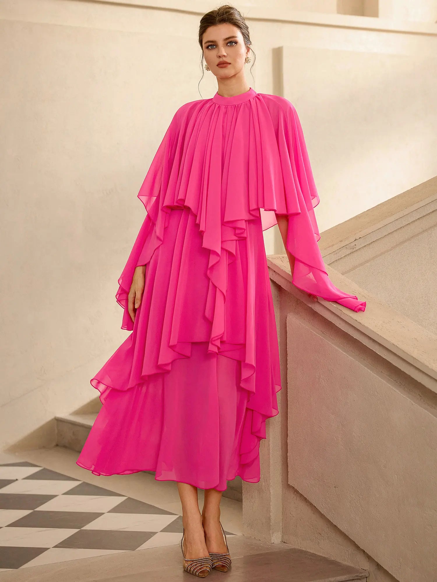 Ruffle Round Neck Irregular Hem Midi Dress|NOOSGOP