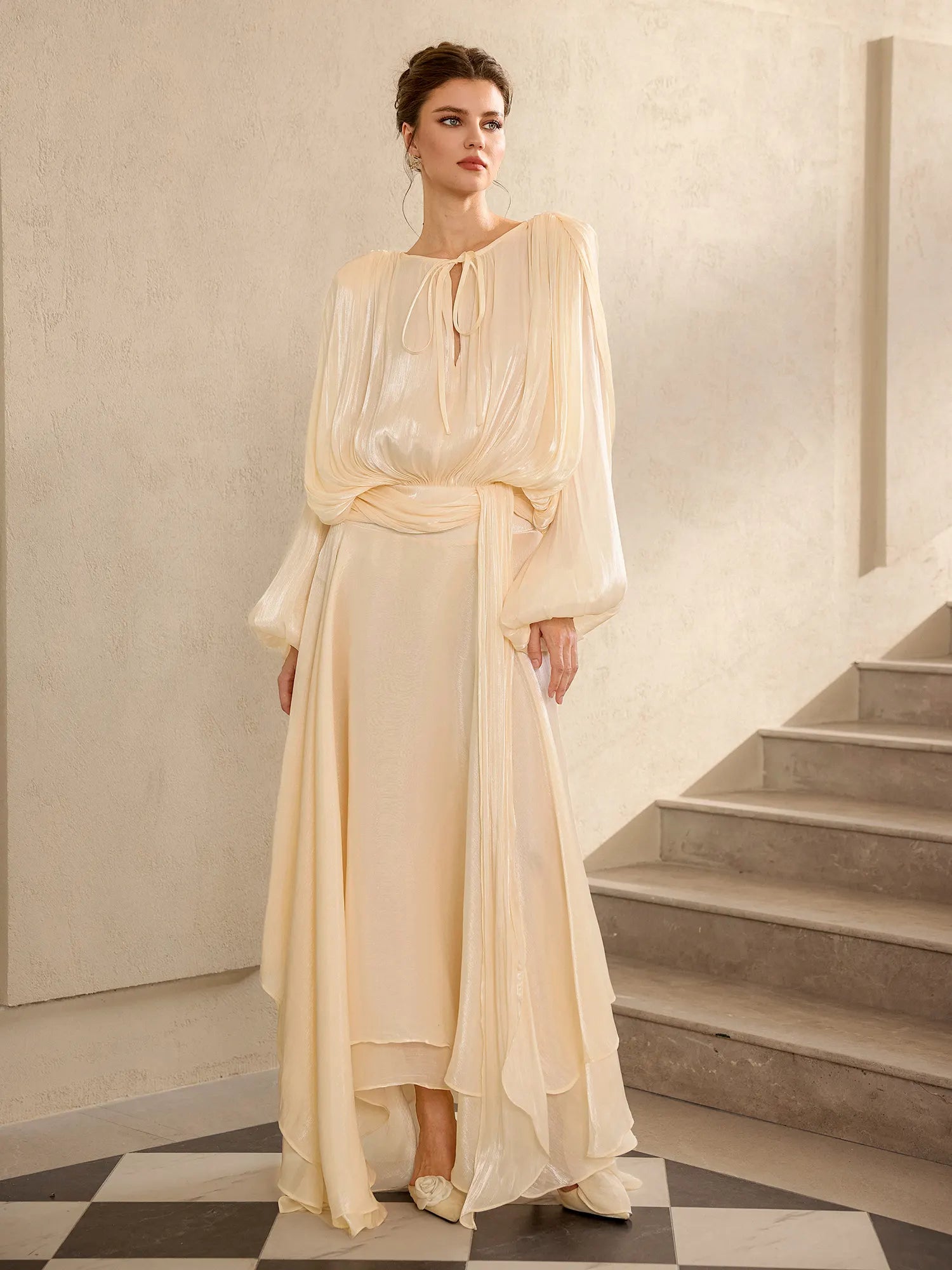 Satin Tie-Strap Maxi Dress|NOOSGOP