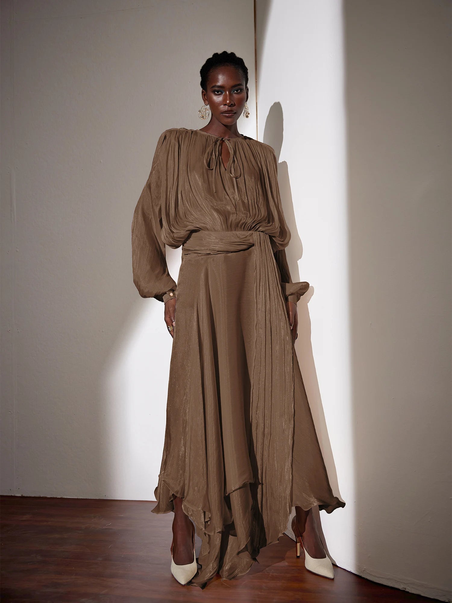 Satin Tie-Strap Maxi Dress|NOOSGOP