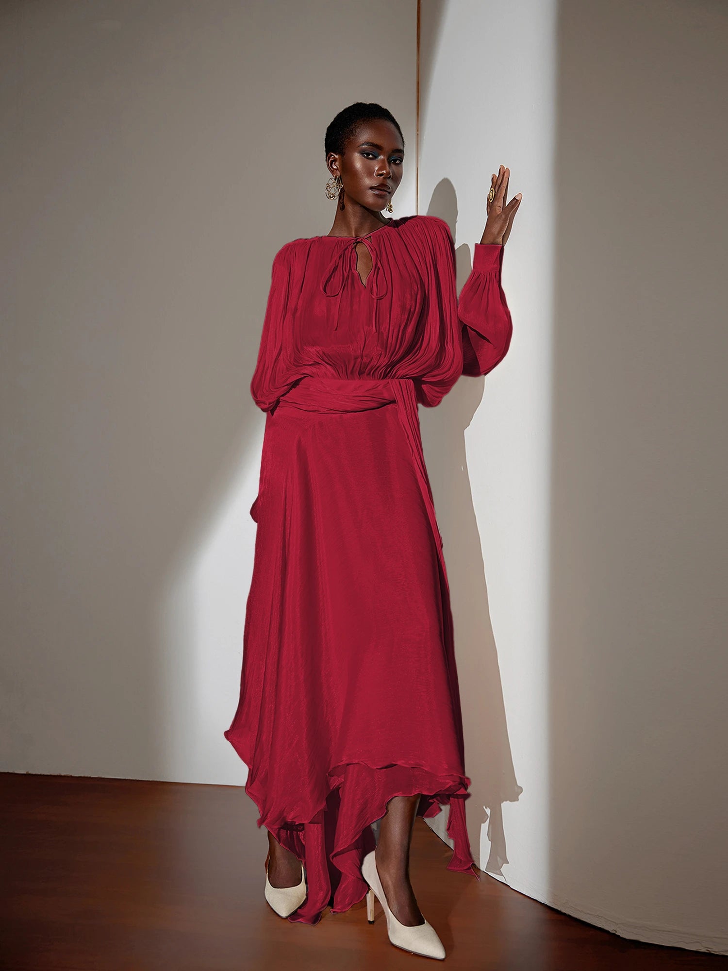 Satin Tie-Strap Maxi Dress|NOOSGOP
