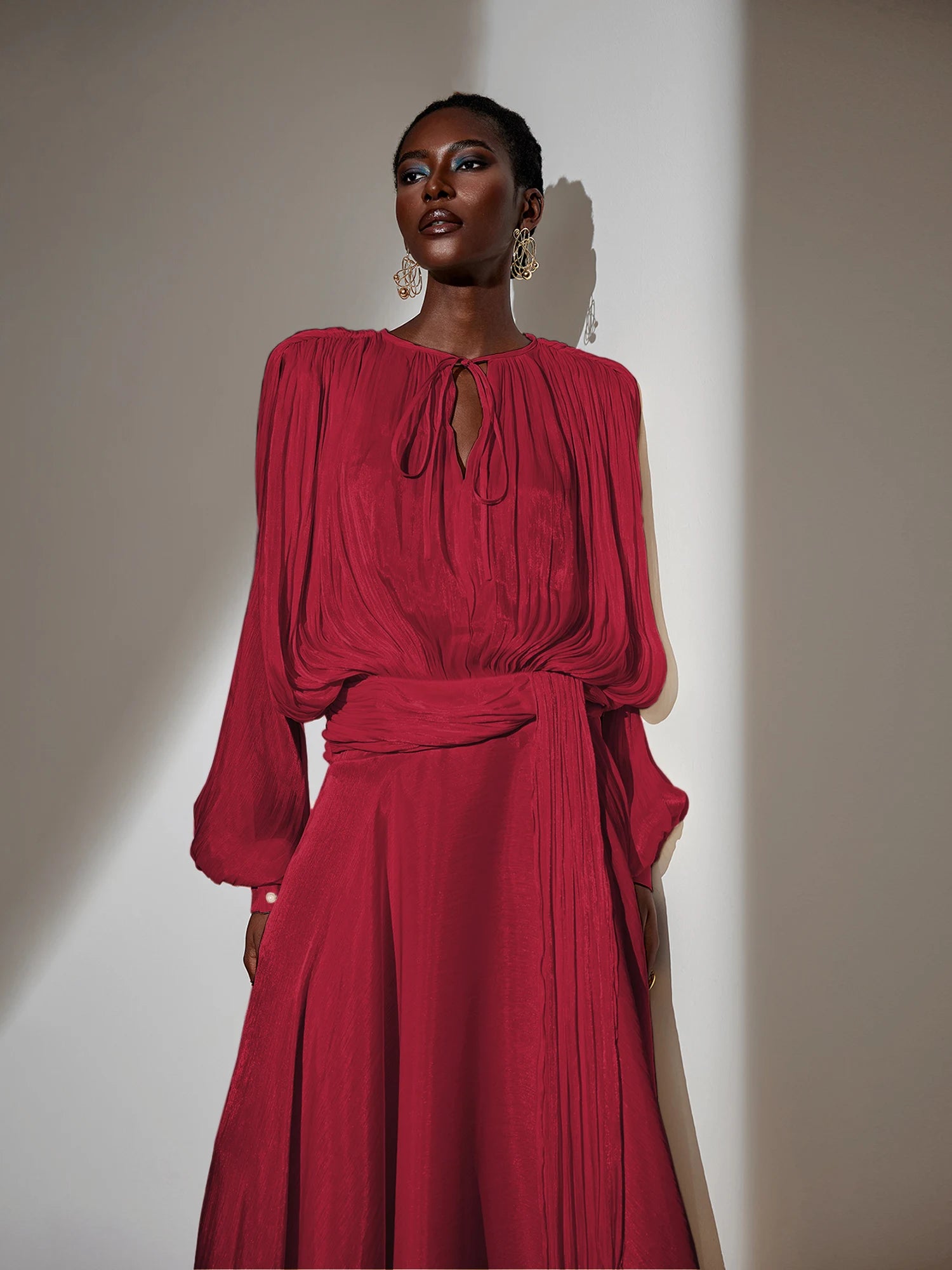 Satin Tie-Strap Maxi Dress|NOOSGOP