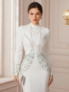 Sculpt-Band Crystal Midi Dress​​|NOOSGOP