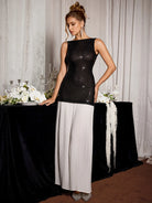 Sheer Sequin Off-Shoulder Evening Maxi Dress|NOOSGOP