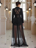 Sheer Sleeve Beaded Jacket Set​|NOOSGOP