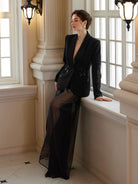 Sheer Sleeve Beaded Jacket Set​|NOOSGOP