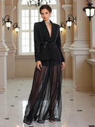 Sheer Sleeve Beaded Jacket Set​|NOOSGOP