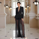 Sheer Sleeve Beaded Jacket Set​|NOOSGOP