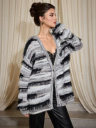 Soft Striped V-Neck Cardigan|NOOSGOP