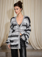 Soft Striped V-Neck Cardigan|NOOSGOP