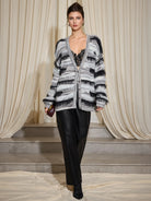 Soft Striped V-Neck Cardigan|NOOSGOP