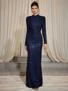 Sparkle Ribbed Turtleneck Maxi Dress|NOOSGOP