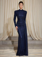 Sparkle Ribbed Turtleneck Maxi Dress|NOOSGOP