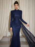 Sparkle Ribbed Turtleneck Maxi Dress|NOOSGOP