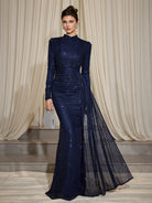 Sparkle Ribbed Turtleneck Maxi Dress|NOOSGOP