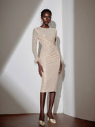 Sparkly Ruched Bodycon Maxi Dress|NOOSGOP