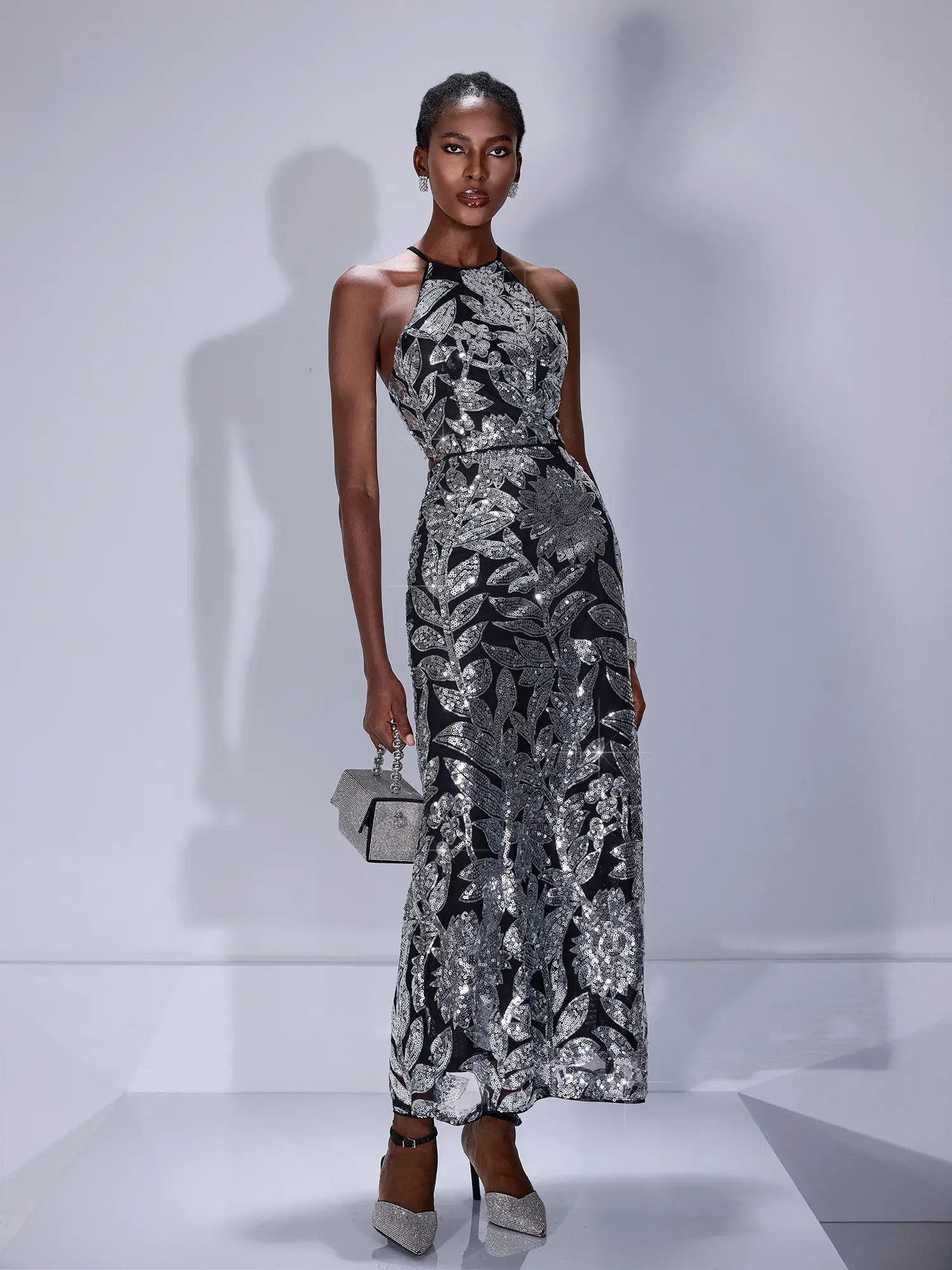 Silver Sparkly Midi Dress