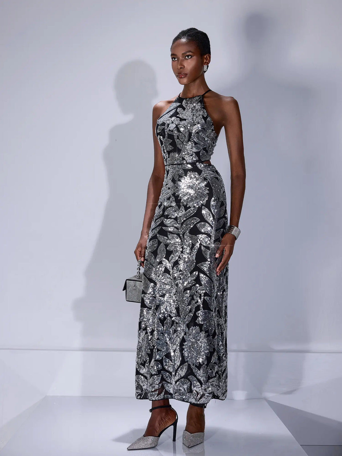 Silver Sparkly Midi Dress