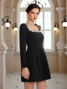 Square-Neck Crystal-Waist Mini Dress|NOOSGOP