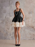 Square-Neck Party Ball Gown Mini Dress|NOOSGOP