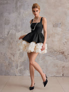 Square-Neck Party Ball Gown Mini Dress|NOOSGOP