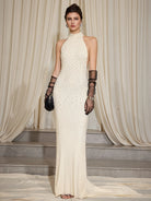 Sleeveless Beaded High Neck Maxi Dress|NOOSGOP