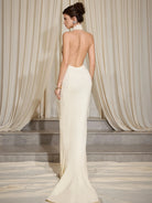 Sleeveless Beaded High Neck Maxi Dress|NOOSGOP