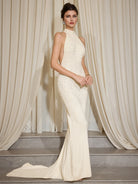 Sleeveless Beaded High Neck Maxi Dress|NOOSGOP