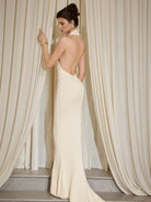 Sleeveless Beaded High Neck Maxi Dress|NOOSGOP