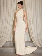 Sleeveless Beaded High Neck Maxi Dress|NOOSGOP