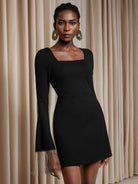 Square Neck Ruffle Sleeve Tassel Mini Dress|NOOSGOP