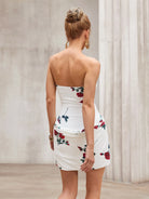 Strapless Contour-Pleat Printed Mini Dress|NOOSGOP