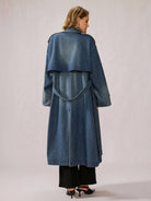 Stylish Denim Patchwork Office Midi Dress|NOOSGOP